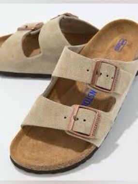 ✨BIRKENSTOCK MEN’S ARIZONA SUEDE LEATHER SANDALS TAUPE 44 EU 11 US